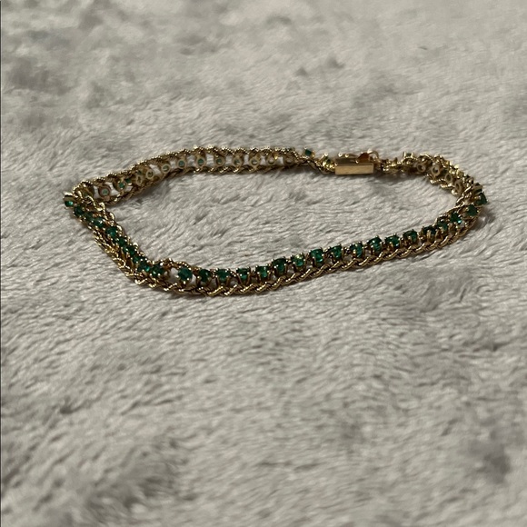 QVC Jewelry - QVC Elegant Gold and Green Bracelet-EUC